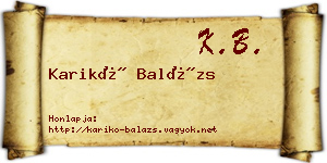 Karikó Balázs névjegykártya